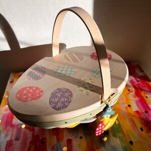 Longaberger Easter Basket Set w/ Lid, Liner, Protector & Chick Tie-On (2009)